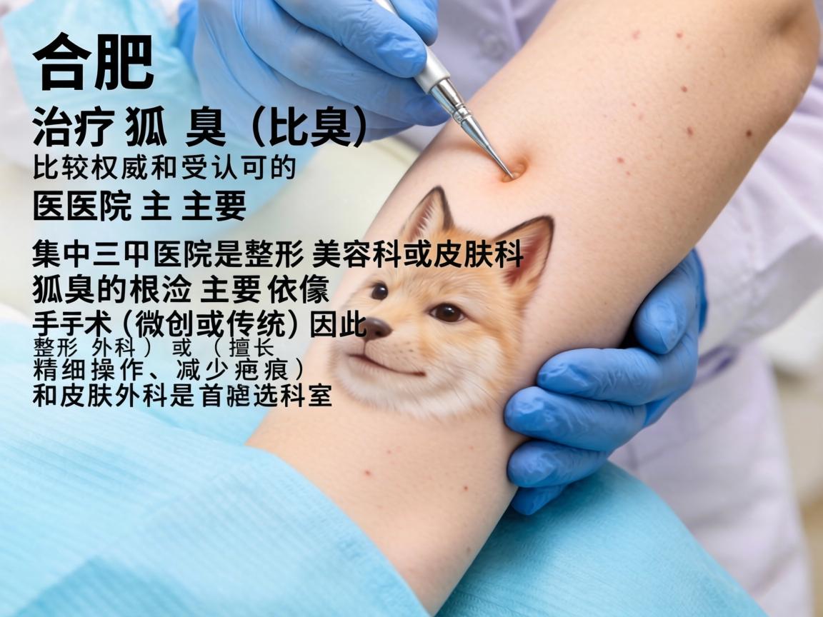 在合肥，治疗狐臭（腋臭）比较权威和受认可的医院主要集中在三甲医院的整形美容科或皮肤科。狐臭的根治主要依靠手术（微创或传统）因此整形外科（擅长精细操作、减少疤痕）和皮肤外科是首选科室