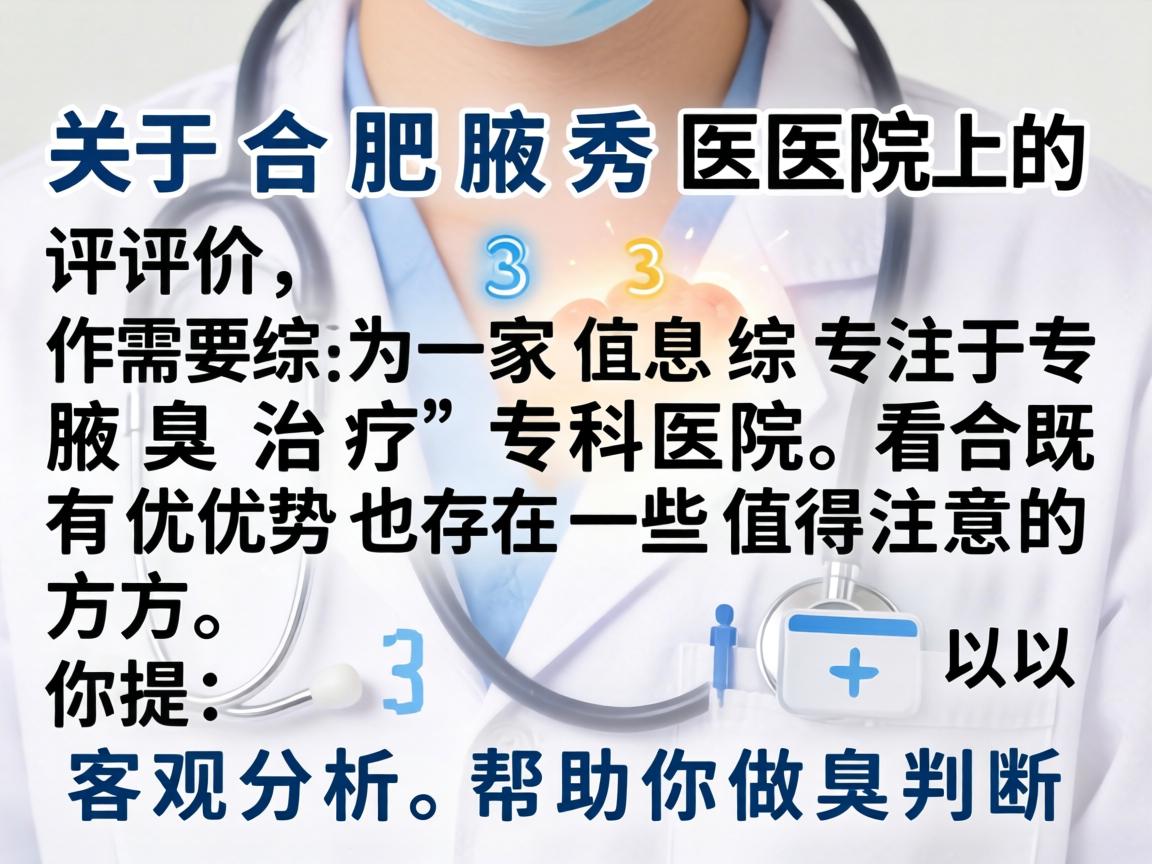 关于合肥腋秀医院的评价,需要综合多方面信息来看。作为一家专注于腋臭治疗的专科医院,它既有优势,也存在一些值得注意的方面。以下为你提供客观分析,帮助你做出判断 关于合肥腋秀医院的评价,需要综合多方面信息来看。作为一家专注于腋臭治疗的专科医院,它既有优势,也存在一些值得注意的方面。以下为你提供客观分析,帮助你做出判断