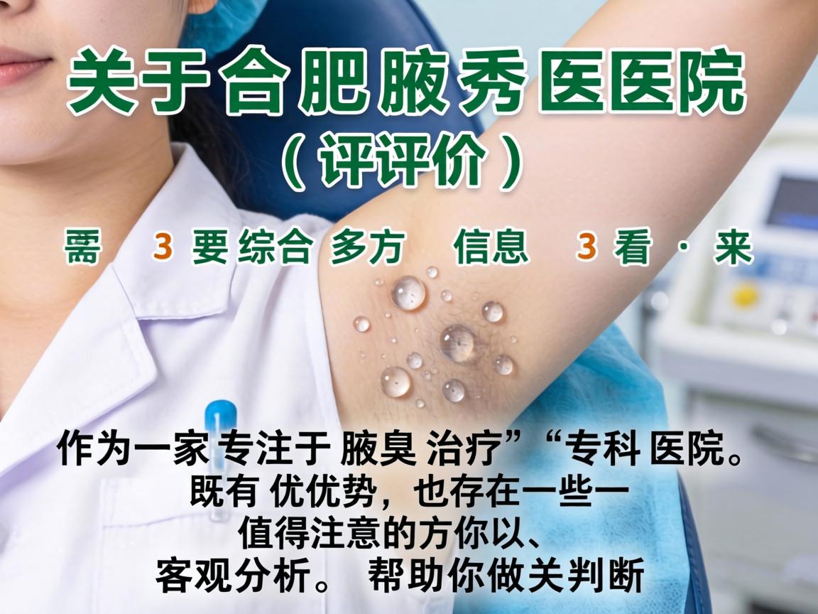 关于合肥腋秀医院的评价,需要综合多方面信息来看。作为一家专注于腋臭治疗的专科医院,它既有优势,也存在一些值得注意的方面。以下为你提供客观分析,帮助你做出判断 关于合肥腋秀医院的评价,需要综合多方面信息来看。作为一家专注于腋臭治疗的专科医院,它既有优势,也存在一些值得注意的方面。以下为你提供客观分析,帮助你做出判断