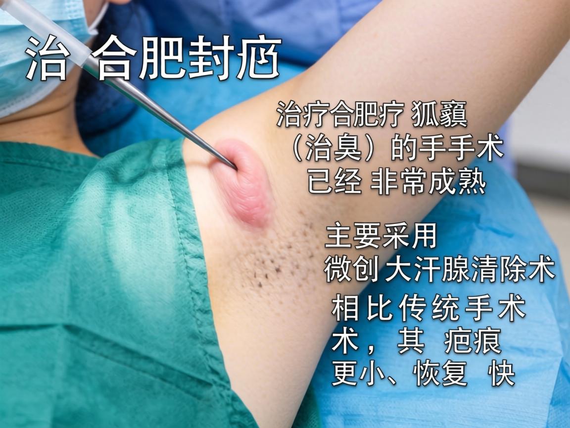 在合肥,治疗狐臭(腋臭)的手术已经非常成熟,主要采用微创大汗腺清除术,相比传统手术,其疤痕更小、恢复更快 在合肥,治疗狐臭(腋臭)的手术已经非常成熟,主要采用微创大汗腺清除术,相比传统手术,其疤痕更小、恢复更快