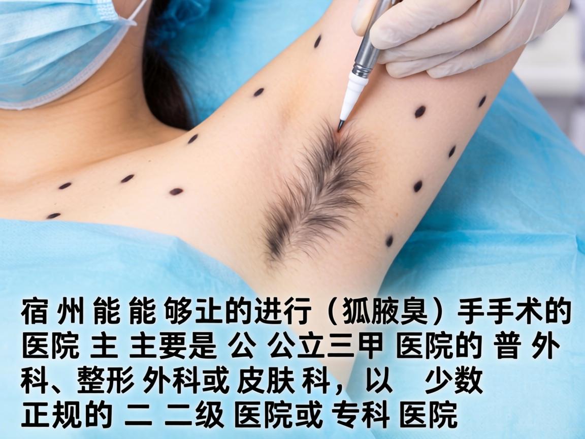 在宿州，能够进行狐臭（腋臭）手术的医院主要是公立三甲医院的普外科、整形外科或皮肤科，以及少数正规的二级医院或专科医院