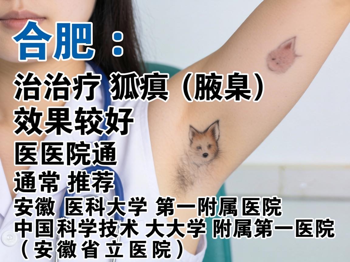 在合肥,治疗狐臭(腋臭)效果较好的医院通常推荐安徽医科大学第一附属医院和中国科学技术大学附属第一医院(安徽省立医院) 在合肥,治疗狐臭(腋臭)效果较好的医院通常推荐安徽医科大学第一附属医院和中国科学技术大学附属第一医院(安徽省立医院)
