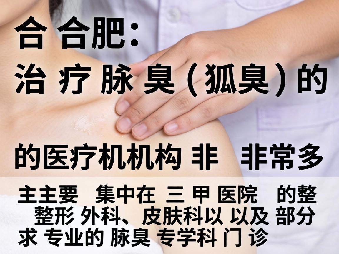在合肥，治疗腋臭（狐臭）的医疗机构非常多，主要集中在三甲医院的整形外科、皮肤科以及部分专业的腋臭专科门诊