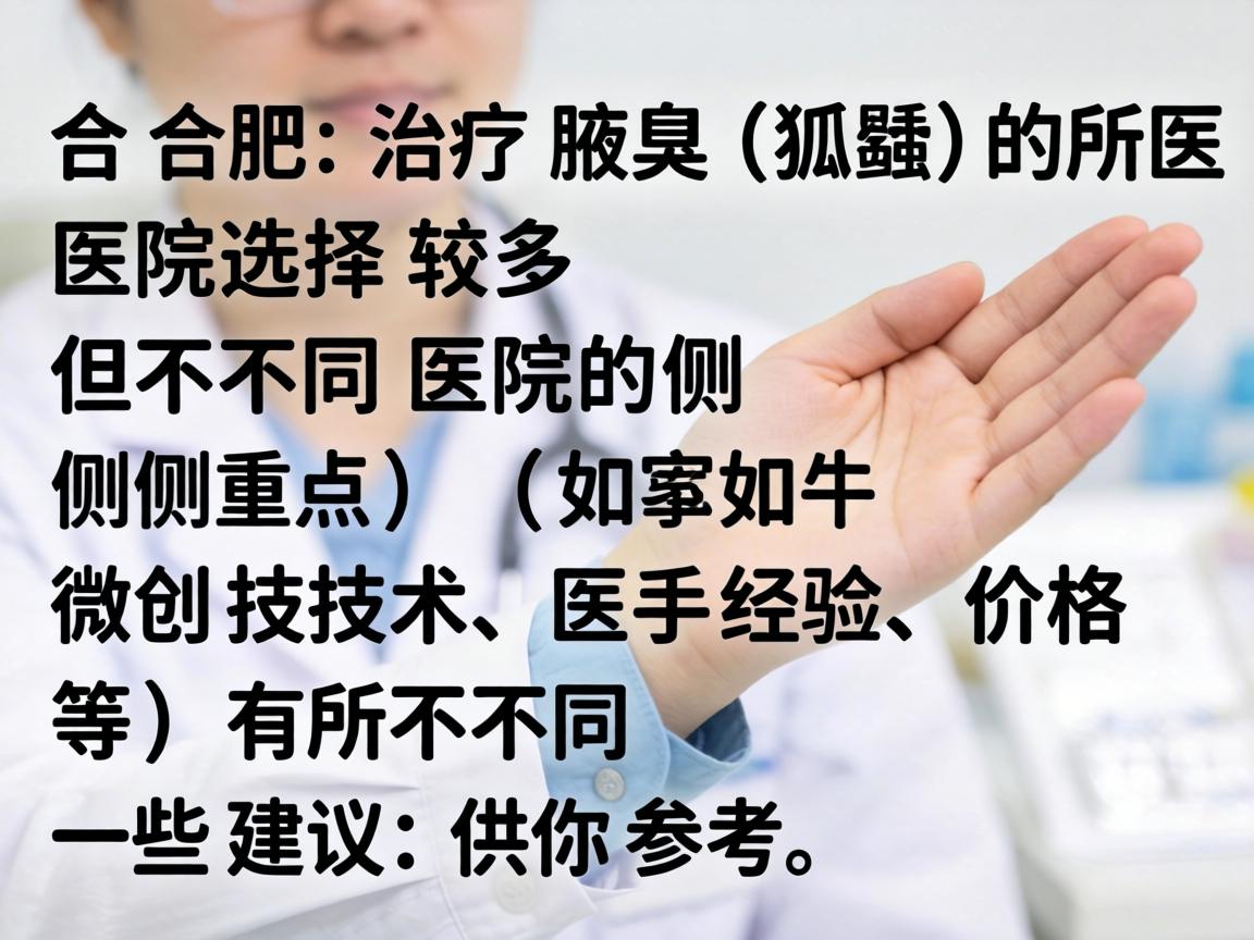 在合肥，治疗腋臭（狐臭）的医院选择较多，但不同医院的侧重点（如微创技术、医生经验、价格等）有所不同。以下是一些建议，供你参考
