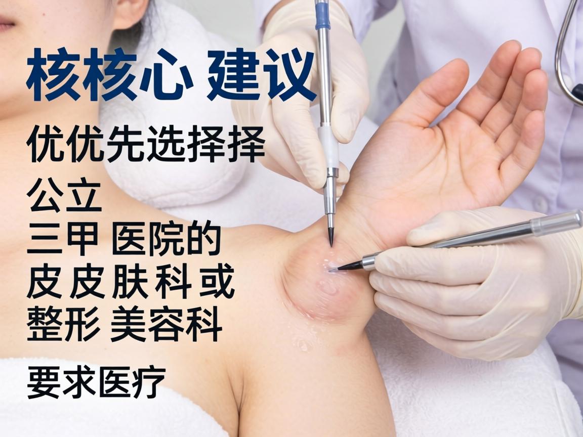 核心建议，优先选择公立三甲医院的皮肤科或整形美容科