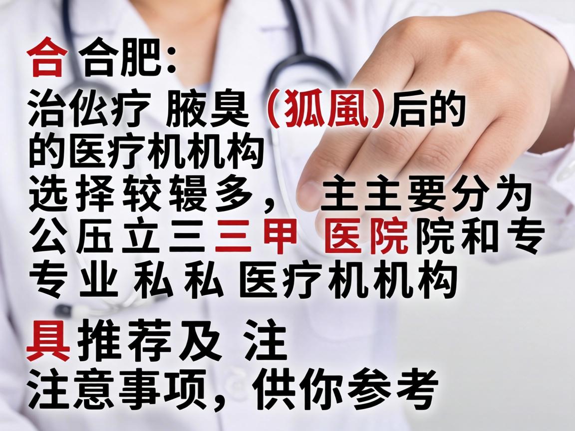 在合肥,治疗腋臭(狐臭)的医疗机构选择较多,主要分为公立三甲医院和专业私立医疗机构。以下是具体的推荐及注意事项,供你参考 在合肥,治疗腋臭(狐臭)的医疗机构选择较多,主要分为公立三甲医院和专业私立医疗机构。以下是具体的推荐及注意事项,供你参考