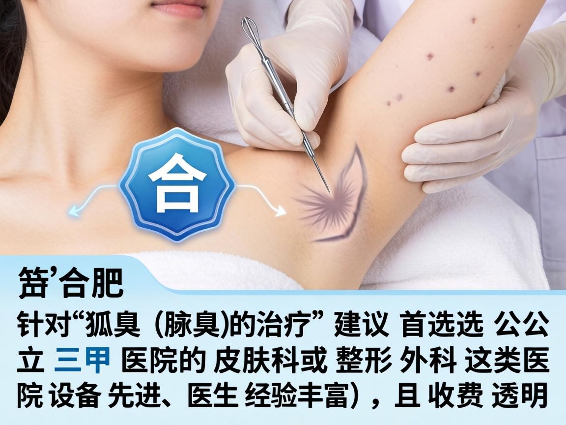 在合肥,针对狐臭(腋臭)的治疗,建议首选公立三甲医院的皮肤科或整形外科。这类医院设备先进、医生经验丰富,且收费透明 在合肥,针对狐臭(腋臭)的治疗,建议首选公立三甲医院的皮肤科或整形外科。这类医院设备先进、医生经验丰富,且收费透明