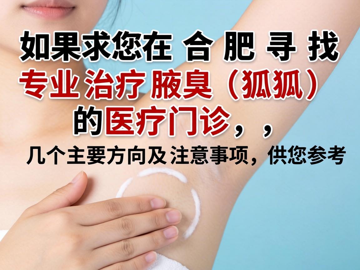 如果您在合肥寻找专业治疗腋臭(狐臭)的医疗门诊,以下是几个主要方向及注意事项,供您参考 如果您在合肥寻找专业治疗腋臭(狐臭)的医疗门诊,以下是几个主要方向及注意事项,供您参考