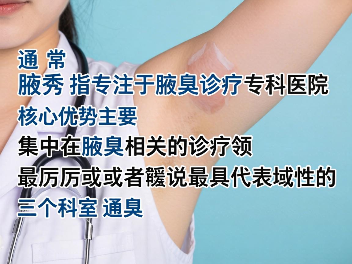 腋秀医院(通常指专注于腋臭诊疗的专科医院)的核心优势主要集中在腋臭相关的诊疗领域。最厉害或者说最具代表性的三个科室通常是 腋秀医院(通常指专注于腋臭诊疗的专科医院)的核心优势主要集中在腋臭相关的诊疗领域。最厉害或者说最具代表性的三个科室通常是