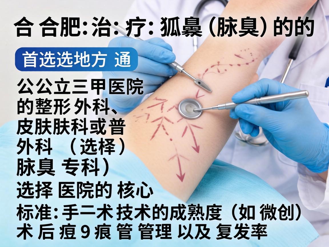 在合肥,治疗狐臭(腋臭)的首选地方通常是公立三甲医院的整形外科、皮肤科或普外科(腋臭专科)选择医院的核心标准是手术技术的成熟度(如微创)术后疤痕管理以及复发率 在合肥,治疗狐臭(腋臭)的首选地方通常是公立三甲医院的整形外科、皮肤科或普外科(腋臭专科)选择医院的核心标准是手术技术的成熟度(如微创)术后疤痕管理以及复发率