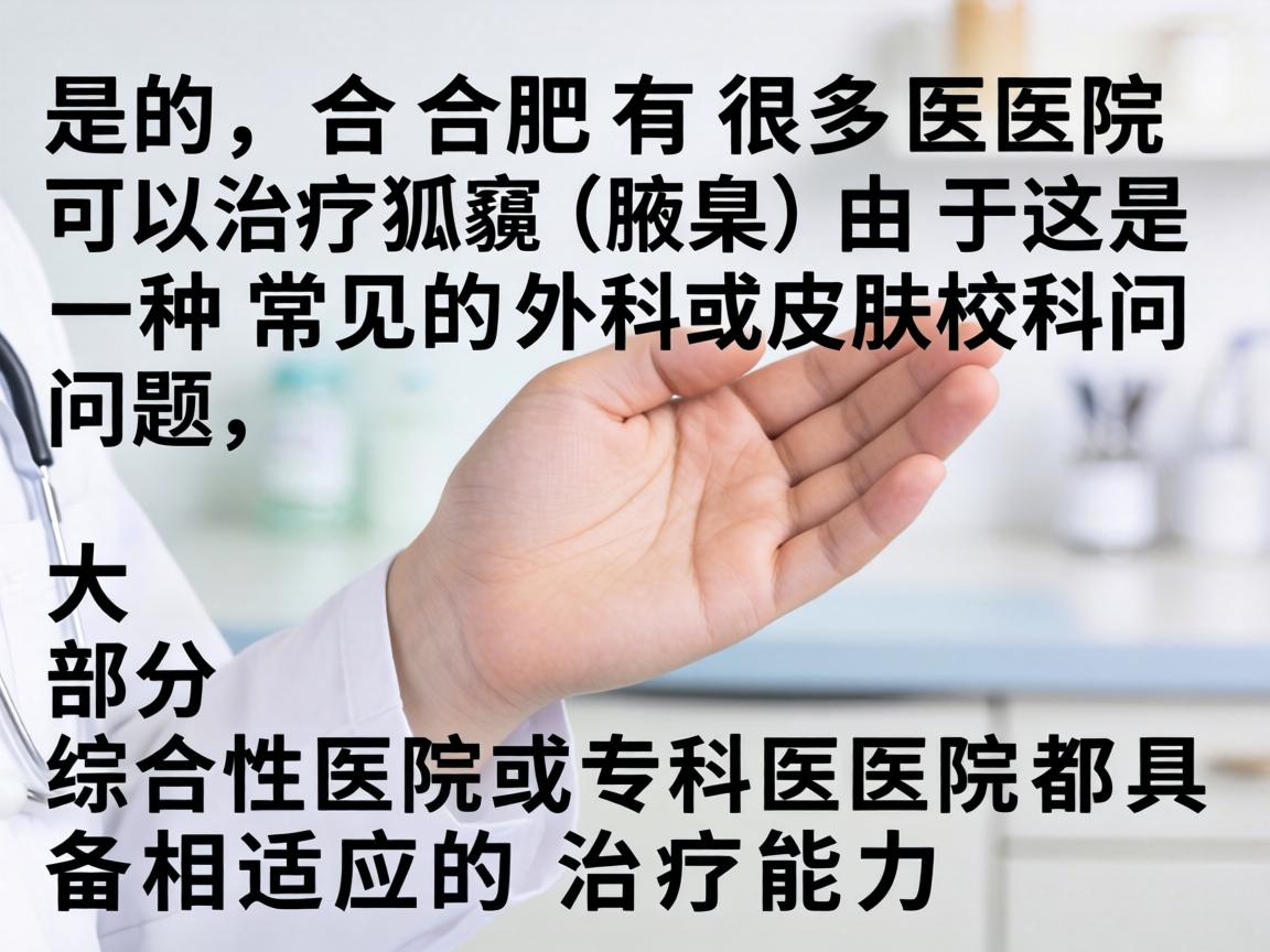 是的，合肥有很多医院可以治疗狐臭（腋臭）由于这是一种常见的外科或皮肤科问题，大部分综合性医院或专科医院都具备相应的治疗能力