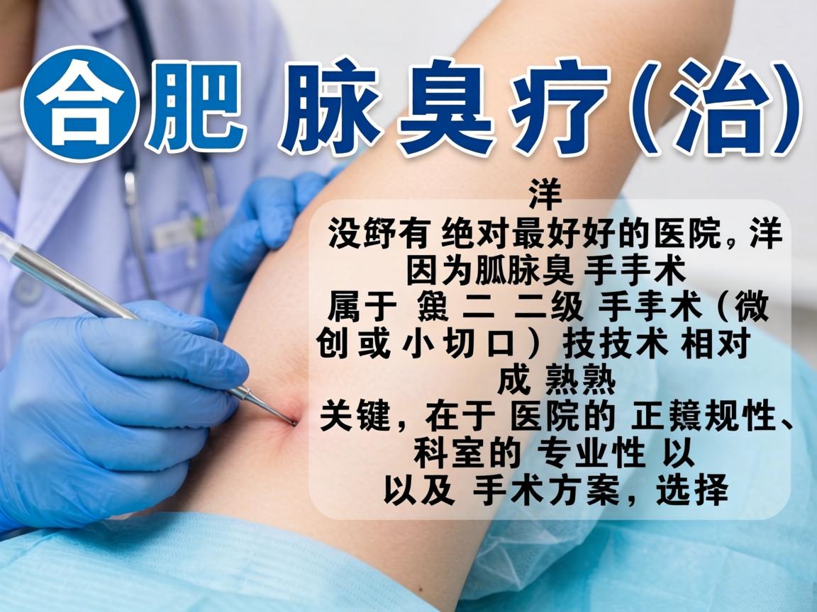 在合肥,治疗腋臭(狐臭)并没有绝对最好的医院,因为腋臭手术属于二级手术(微创或小切口)技术相对成熟。关键在于医院的正规性、科室的专业性以及手术方案的选择 在合肥,治疗腋臭(狐臭)并没有绝对最好的医院,因为腋臭手术属于二级手术(微创或小切口)技术相对成熟。关键在于医院的正规性、科室的专业性以及手术方案的选择