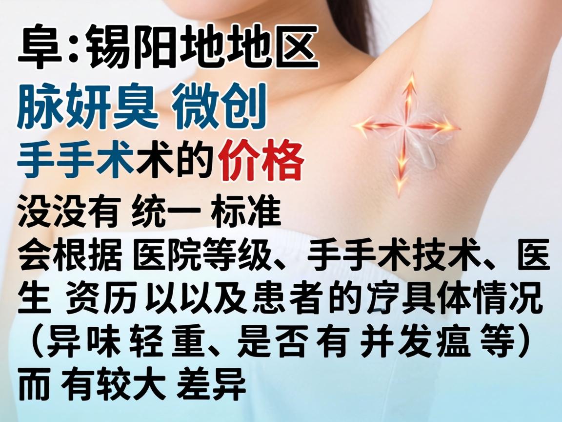 阜阳地区腋臭微创手术的价格没有统一标准,会根据医院等级、手术技术、医生资历以及患者的具体情况(如异味轻重、是否有并发症等)而有较大差异 阜阳地区腋臭微创手术的价格没有统一标准,会根据医院等级、手术技术、医生资历以及患者的具体情况(如异味轻重、是否有并发症等)而有较大差异