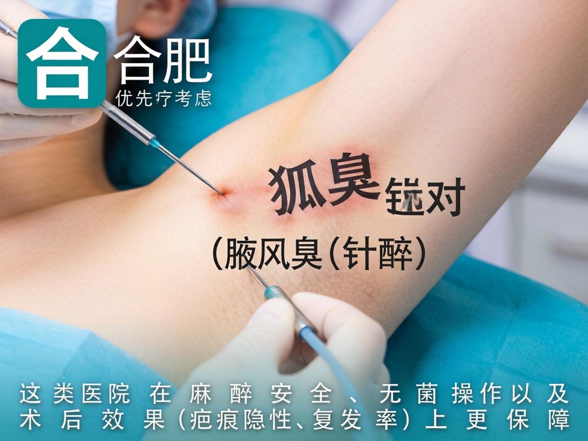 在合肥,针对腋臭(狐臭)手术,选择医院时建议优先考虑公立三甲医院的整形外科/医疗美容科或大型正规的专科医院。这类医院在麻醉安全、无菌操作以及术后效果(疤痕隐蔽性、复发率)上更有保障 在合肥,针对腋臭(狐臭)手术,选择医院时建议优先考虑公立三甲医院的整形外科/医疗美容科或大型正规的专科医院。这类医院在麻醉安全、无菌操作以及术后效果(疤痕隐蔽性、复发率)上更有保障
