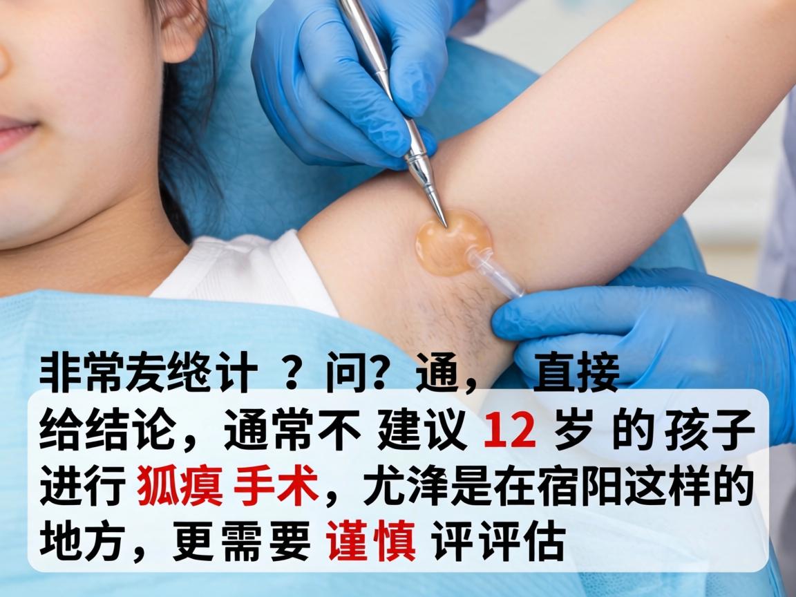 这是一个非常具体且重要的问题。直接给结论，通常不建议12岁的孩子进行狐臭手术，尤其是在宿州这样的地方，更需要谨慎评估