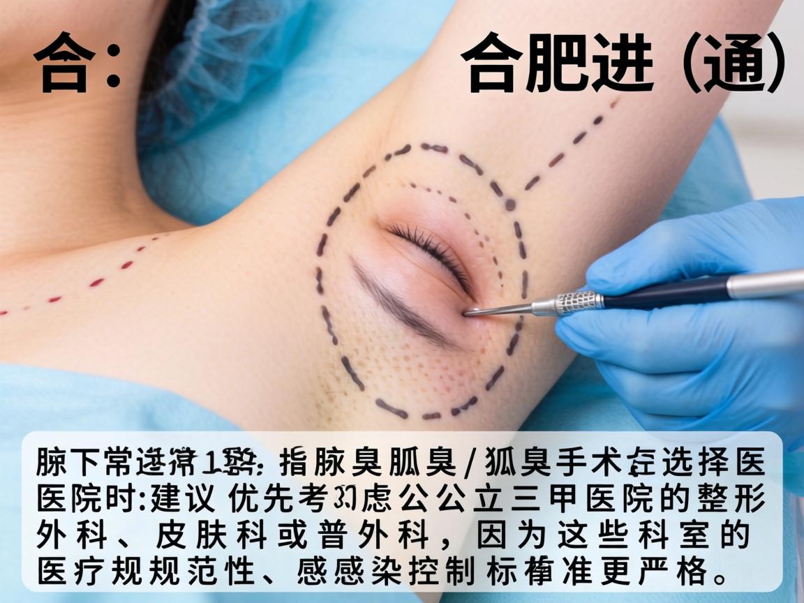 在合肥进行腋下手术（通常指腋臭/狐臭手术）选择医院时，建议优先考虑公立三甲医院的整形外科、皮肤科或普外科，因为这些科室的医疗规范性和感染控制标准更严格