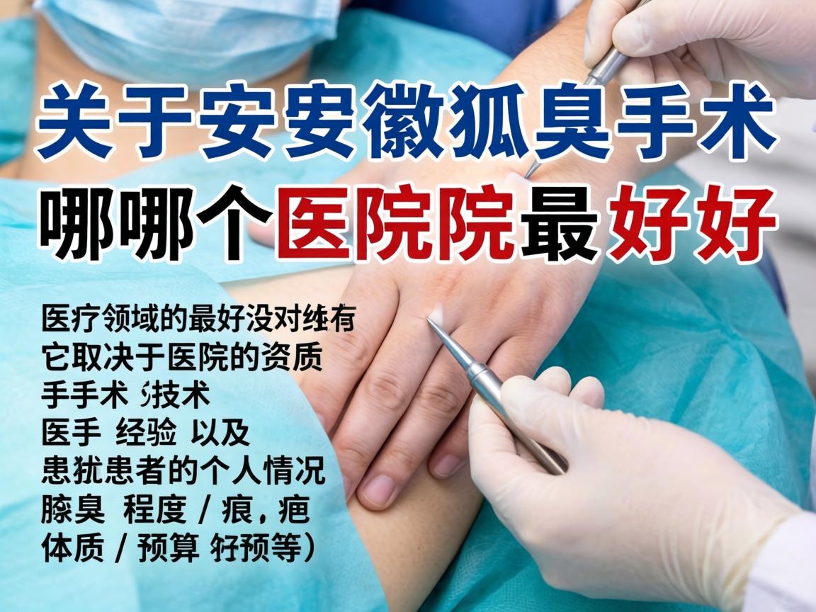 关于安徽狐臭手术哪个医院最好这个问题,需要明确一点,医疗领域的最好没有绝对标准,它取决于医院的资质、手术技术、医生经验以及患者的个人情况(如腋臭程度、疤痕体质、预算等) 关于安徽狐臭手术哪个医院最好这个问题,需要明确一点,医疗领域的最好没有绝对标准,它取决于医院的资质、手术技术、医生经验以及患者的个人情况(如腋臭程度、疤痕体质、预算等)
