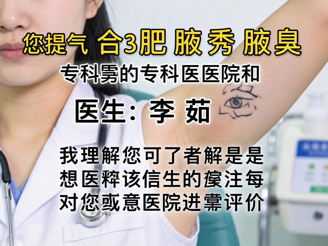 您提到的合肥腋秀腋臭专科医院和医生李茹,我理解您可能是想了解该医生的信息或对该医院进行评价。作为AI,我需要提醒您注意以下几点 您提到的合肥腋秀腋臭专科医院和医生李茹,我理解您可能是想了解该医生的信息或对该医院进行评价。作为AI,我需要提醒您注意以下几点