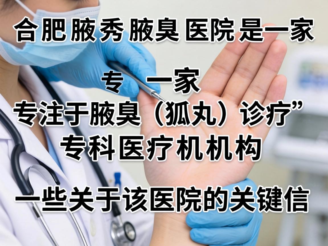 合肥腋秀腋臭医院是一家专注于腋臭(狐臭)诊疗的专科医疗机构。以下是一些关于该医院的关键信息,供你参考 合肥腋秀腋臭医院是一家专注于腋臭(狐臭)诊疗的专科医疗机构。以下是一些关于该医院的关键信息,供你参考