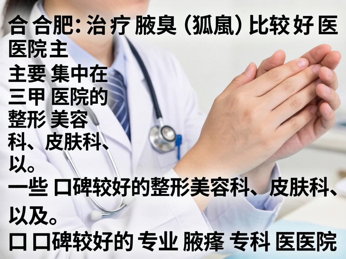 在合肥，治疗腋臭（狐臭）比较好的医院主要集中在三甲医院的整形美容科、皮肤科，以及一些口碑较好的专业腋臭专科医院