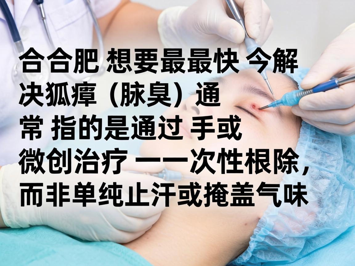 在合肥,想要最快解决狐臭(腋臭)通常指的是通过手术或微创治疗一次性根除,而非单纯止汗或掩盖气味 在合肥,想要最快解决狐臭(腋臭)通常指的是通过手术或微创治疗一次性根除,而非单纯止汗或掩盖气味