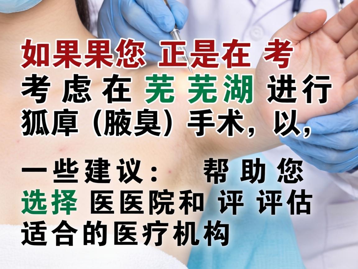 如果您正在考虑在芜湖进行狐臭(腋臭)手术,以下是一些建议,帮助您选择医院和评估适合的医疗机构 如果您正在考虑在芜湖进行狐臭(腋臭)手术,以下是一些建议,帮助您选择医院和评估适合的医疗机构