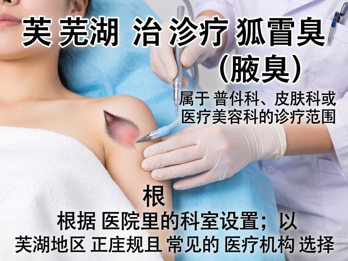 在芜湖,治疗狐臭(腋臭)属于普外科、皮肤科或医疗美容科的诊疗范围。根据医院的科室设置,以下是芜湖地区正规且常见的医疗机构选择 在芜湖,治疗狐臭(腋臭)属于普外科、皮肤科或医疗美容科的诊疗范围。根据医院的科室设置,以下是芜湖地区正规且常见的医疗机构选择