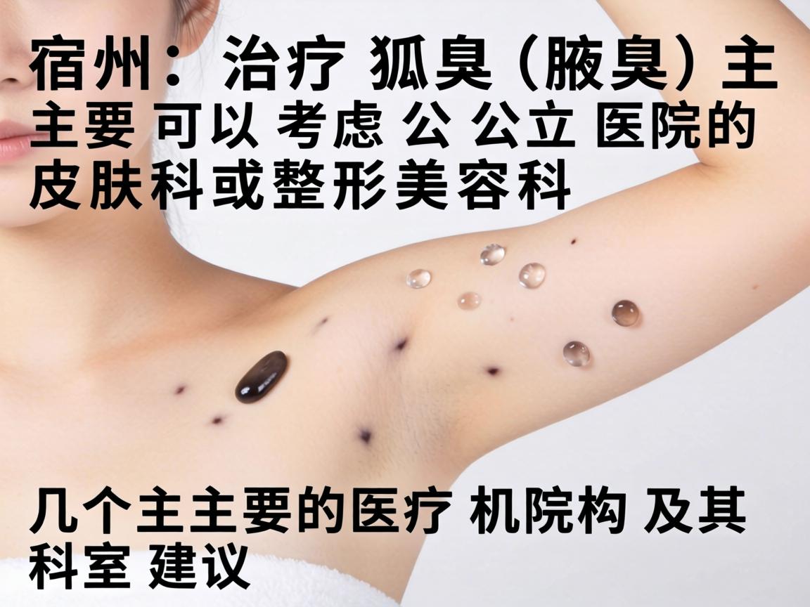 在宿州,治疗狐臭(腋臭)主要可以考虑公立医院的皮肤科或整形美容科。以下是几个主要的医疗机构及其科室建议 在宿州,治疗狐臭(腋臭)主要可以考虑公立医院的皮肤科或整形美容科。以下是几个主要的医疗机构及其科室建议