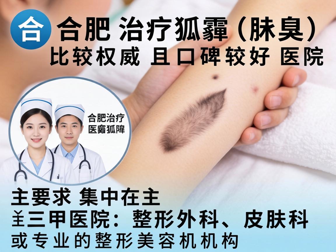 在合肥，治疗狐臭（腋臭）比较权威且口碑较好的医院主要集中在三甲医院的整形外科、皮肤科或专业的整形美容机构