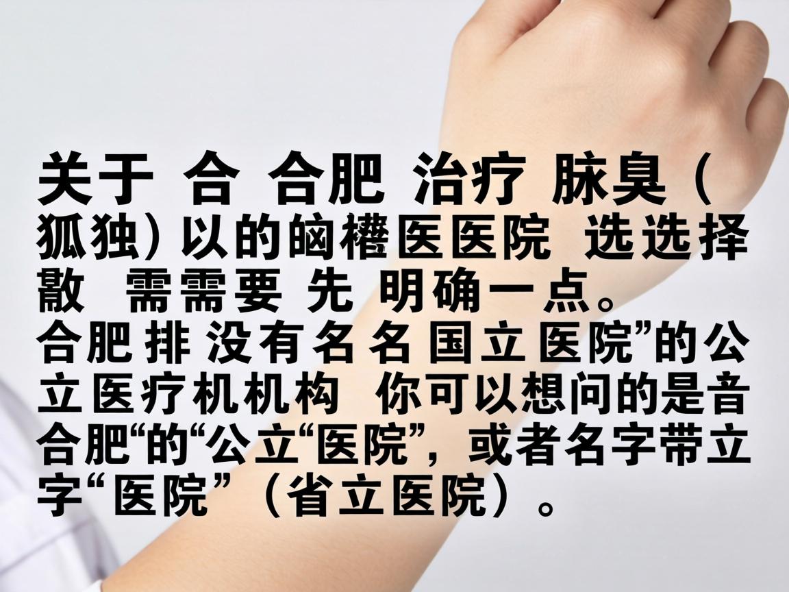 关于合肥治疗腋臭(狐臭)的医院选择,需要先明确一点,合肥并没有名为国立医院的公立医疗机构。你可能想问的是合肥的公立医院,或者名字里带立字的医院(如省立医院) 关于合肥治疗腋臭(狐臭)的医院选择,需要先明确一点,合肥并没有名为国立医院的公立医疗机构。你可能想问的是合肥的公立医院,或者名字里带立字的医院(如省立医院)