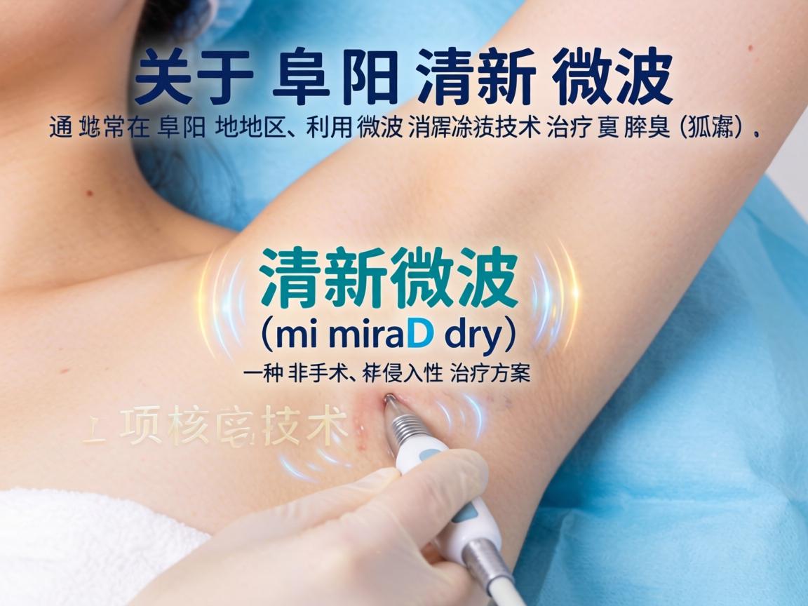 关于阜阳清新微波，这通常指的是在阜阳地区，利用微波消融技术治疗腋臭（狐臭）的一种医美或医疗项目。这项技术的核心是清新微波（miraDry）它是一种非手术、非侵入性的治疗方案