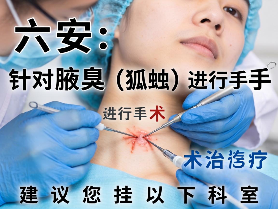 在六安，针对腋臭（狐臭）进行手术治疗，建议您挂以下科室