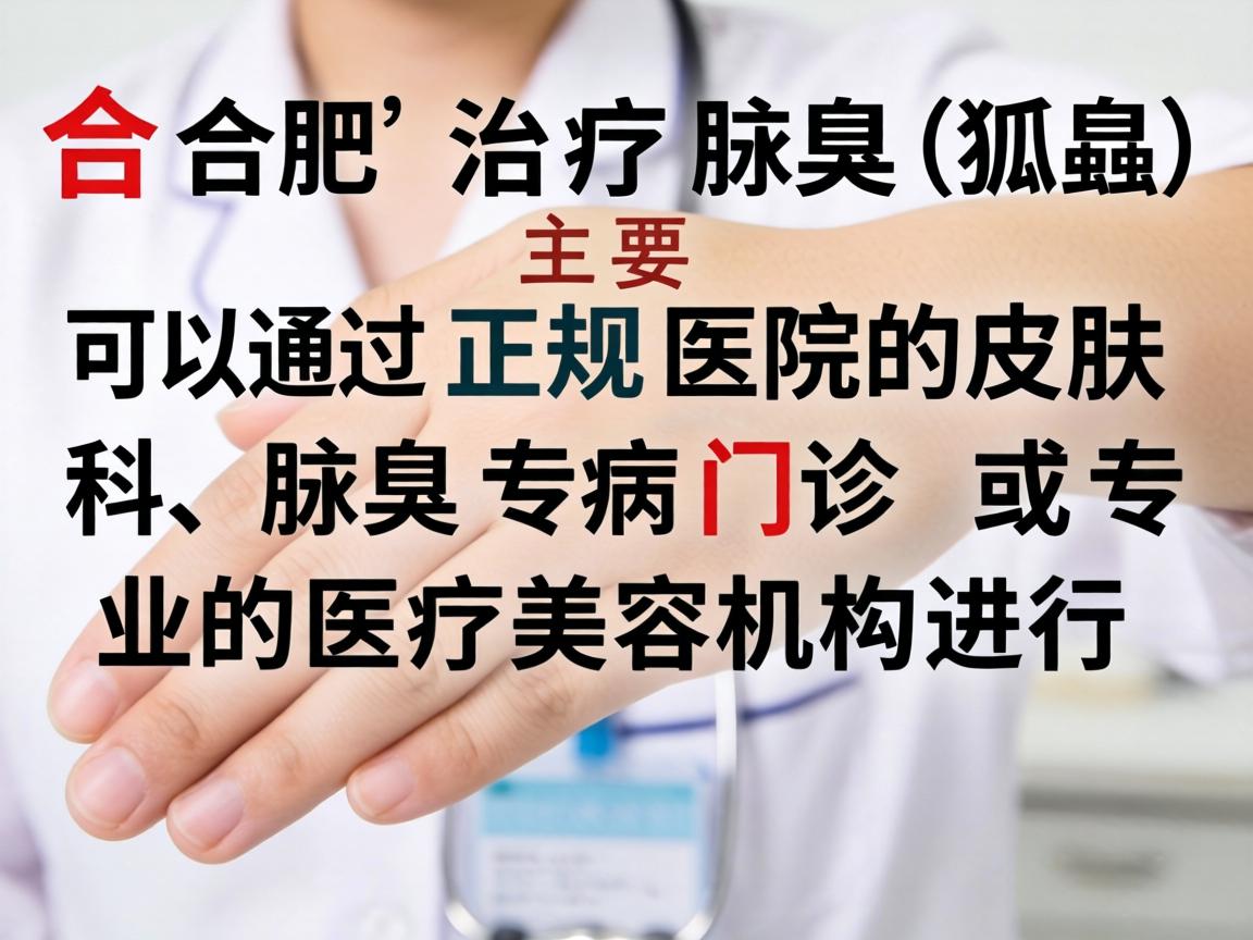 在合肥,治疗腋臭(狐臭)主要可以通过正规医院的皮肤科、腋臭专病门诊或专业的医疗美容机构进行 在合肥,治疗腋臭(狐臭)主要可以通过正规医院的皮肤科、腋臭专病门诊或专业的医疗美容机构进行