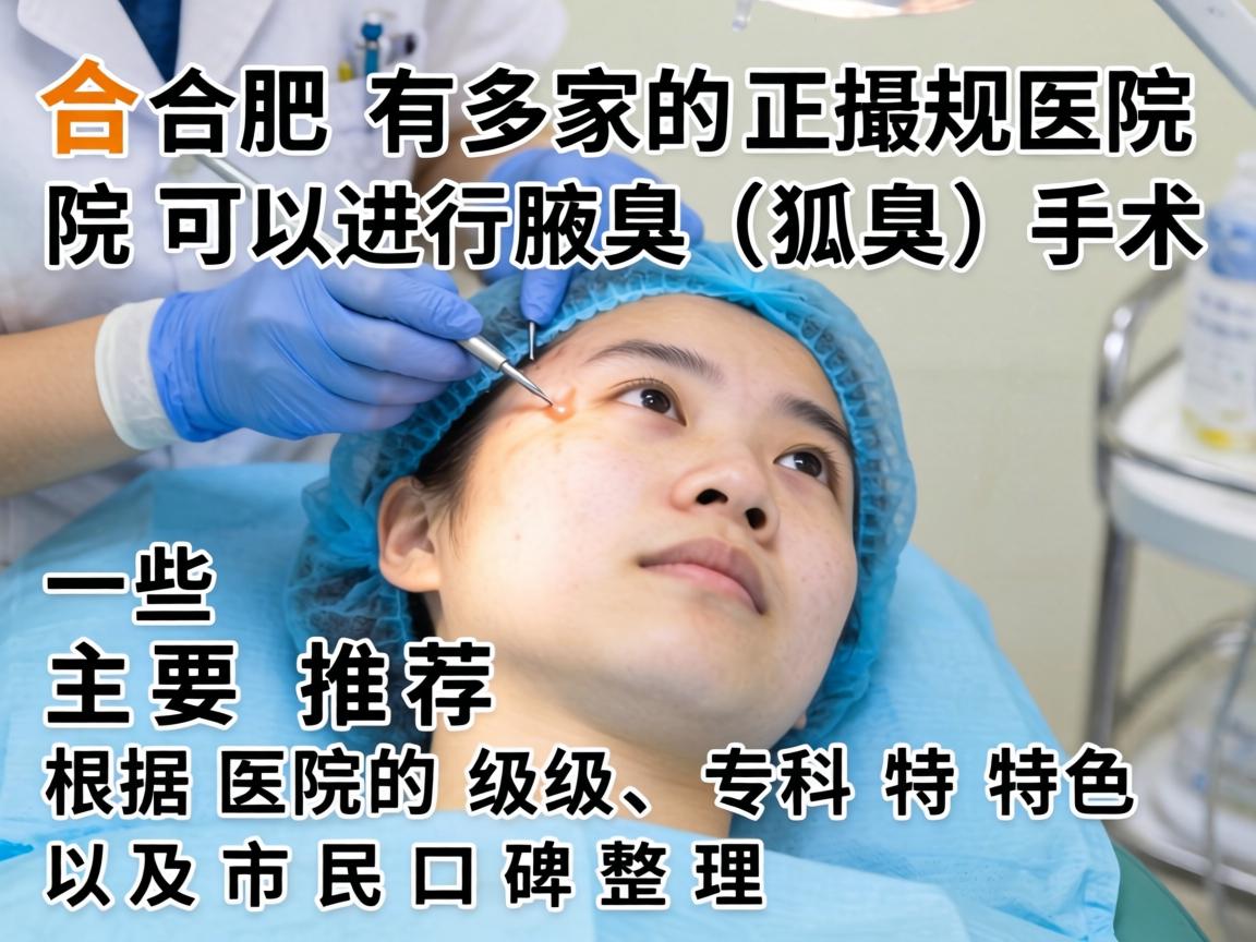 在合肥，有多家正规医院可以进行腋臭（狐臭）手术。以下是一些主要推荐，根据医院的级别、专科特色以及市民口碑整理