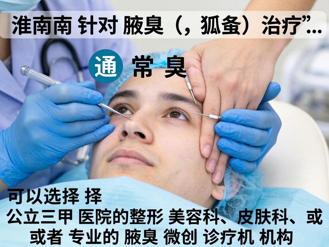 在淮南,针对腋臭(狐臭)的治疗,通常可以选择公立三甲医院的整形美容科、皮肤科,或者专业的腋臭微创诊疗机构 在淮南,针对腋臭(狐臭)的治疗,通常可以选择公立三甲医院的整形美容科、皮肤科,或者专业的腋臭微创诊疗机构