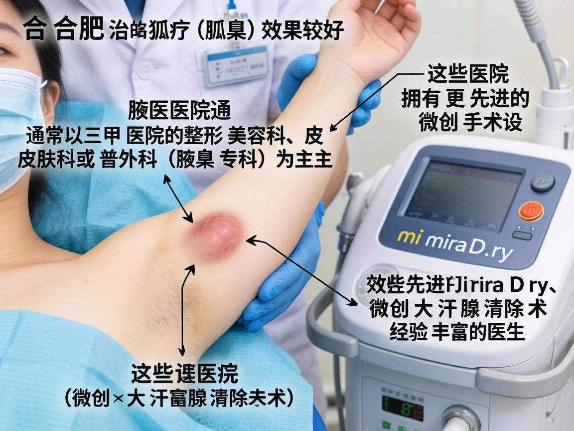 在合肥，治疗狐臭（腋臭）效果较好的医院通常以三甲医院的整形美容科、皮肤科或普外科（腋臭专科）为主。这些医院拥有更先进的微创手术设备（如miraDry、微创大汗腺清除术）和经验丰富的医生