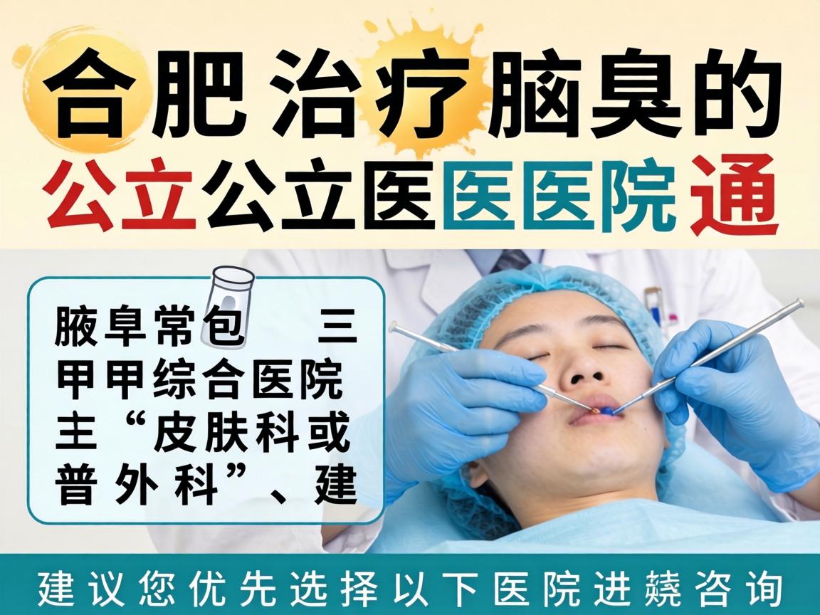 合肥治疗腋臭的公立医院通常包括三甲综合医院的皮肤科或普外科，建议您优先选择以下医院进行咨询