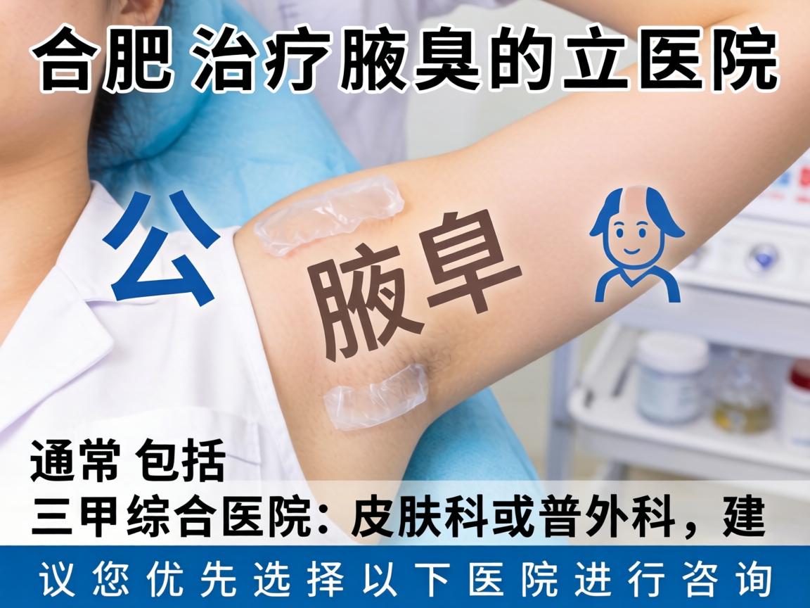合肥治疗腋臭的公立医院通常包括三甲综合医院的皮肤科或普外科，建议您优先选择以下医院进行咨询