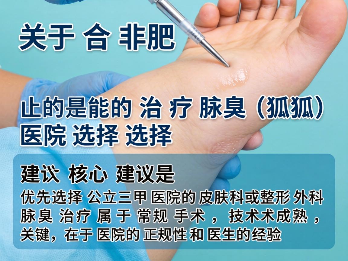 关于合肥治疗腋臭（狐臭）的医院选择，核心建议是优先选择公立三甲医院的皮肤科或整形外科。腋臭治疗属于常规手术，技术成熟，关键在于医院的正规性和医生的经验