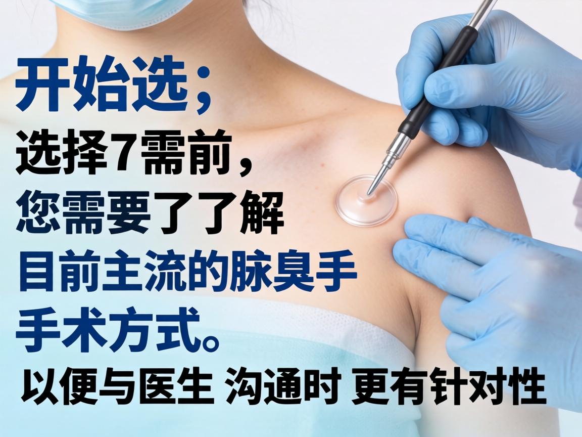在开始选择前,您需要了解目前主流的腋臭手术方式,以便与医生沟通时更有针对性 在开始选择前,您需要了解目前主流的腋臭手术方式,以便与医生沟通时更有针对性
