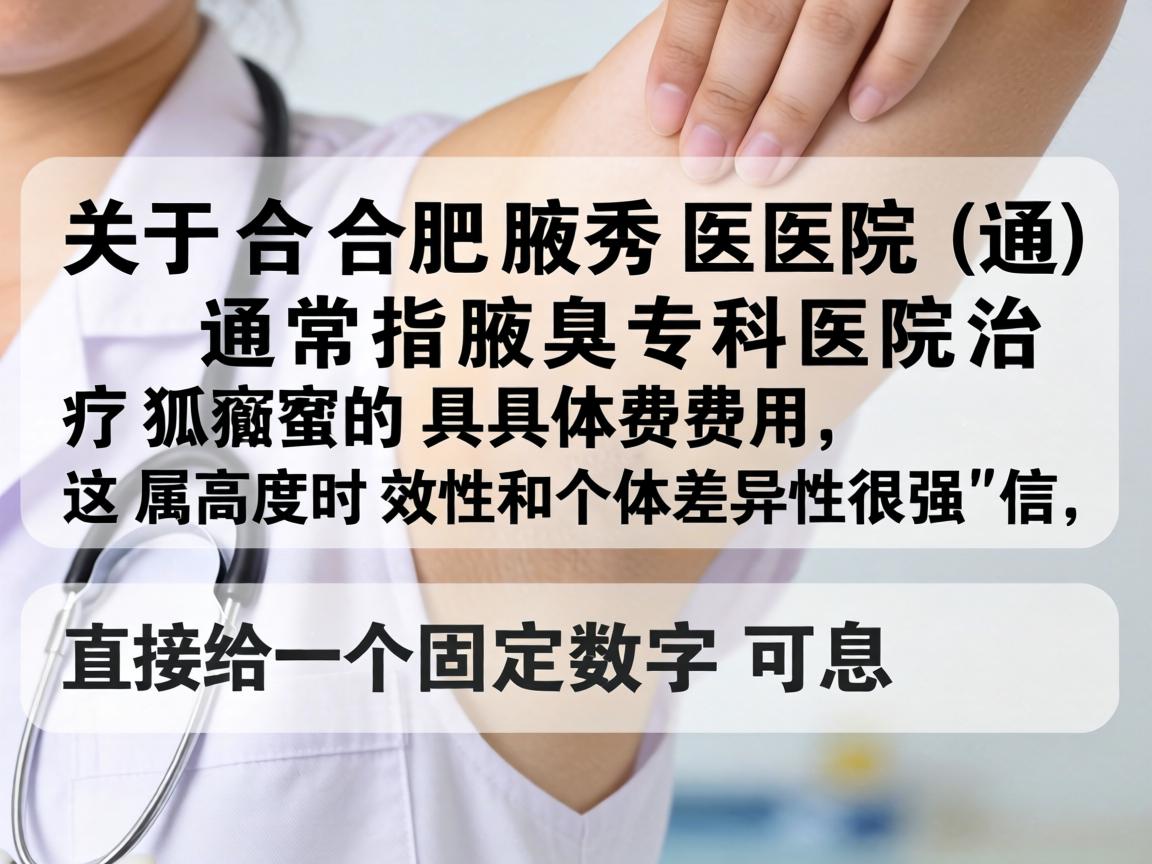 关于合肥腋秀医院(通常指腋臭专科医院)治疗狐臭的具体费用,这属于高度时效性和个体差异性很强的信息,直接给出一个固定数字可能不准确 关于合肥腋秀医院(通常指腋臭专科医院)治疗狐臭的具体费用,这属于高度时效性和个体差异性很强的信息,直接给出一个固定数字可能不准确