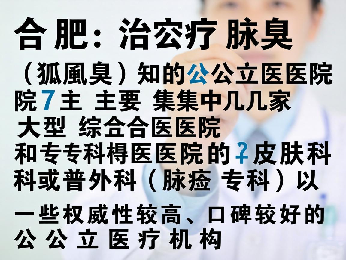 在合肥,治疗腋臭(狐臭)的公立医院主要集中在几家大型综合医院和专科医院的皮肤科或普外科(腋臭专科)以下是一些权威性较高、口碑较好的公立医疗机构 在合肥,治疗腋臭(狐臭)的公立医院主要集中在几家大型综合医院和专科医院的皮肤科或普外科(腋臭专科)以下是一些权威性较高、口碑较好的公立医疗机构