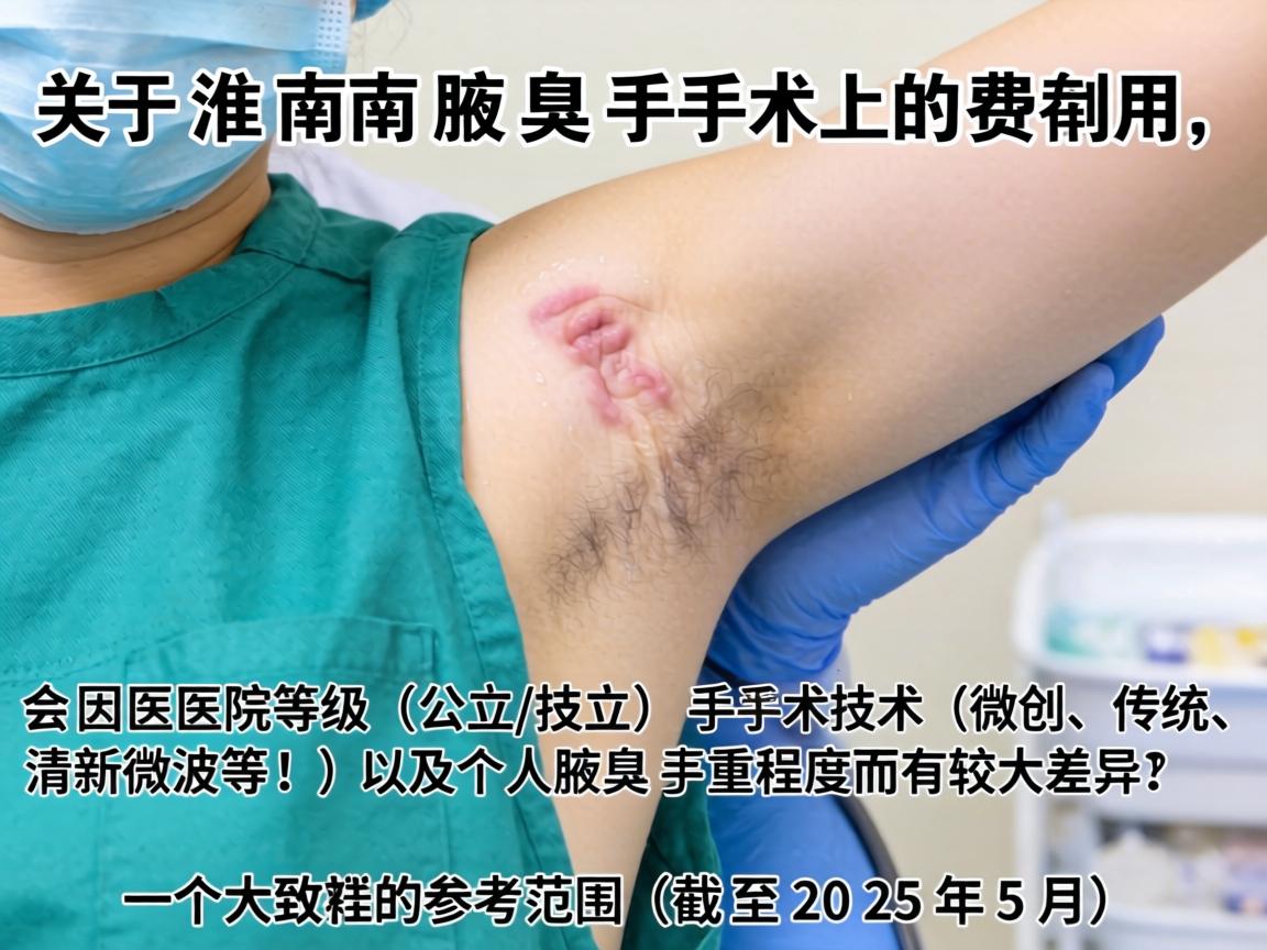 关于淮南腋臭手术的费用，具体价格会因医院等级（公立/私立）手术技术（微创、传统、清新微波等）以及个人腋臭严重程度而有较大差异。以下是一个大致的参考范围（截至2025年5月）
