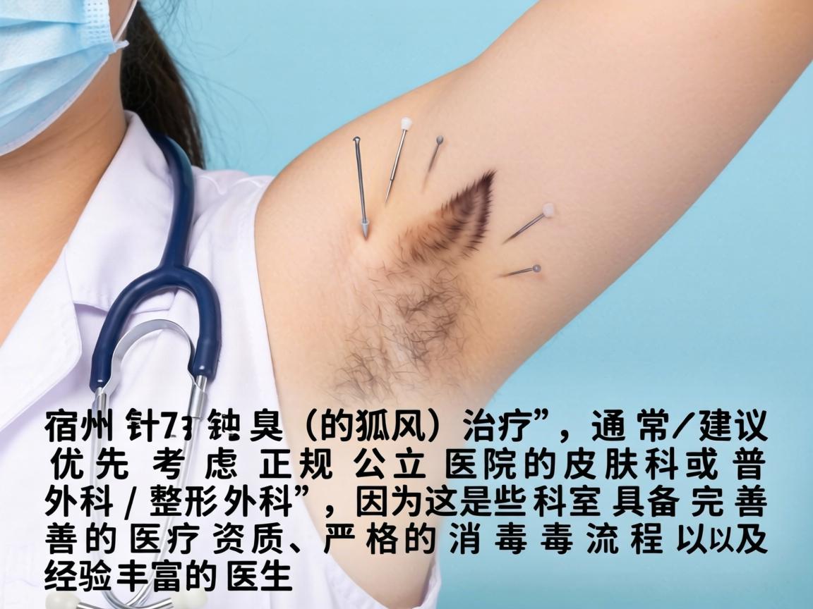 在宿州,针对腋臭(狐臭)的治疗,通常建议优先考虑正规公立医院的皮肤科或普外科/整形外科,因为这些科室具备完善的医疗资质、严格的消毒流程以及经验丰富的医生 在宿州,针对腋臭(狐臭)的治疗,通常建议优先考虑正规公立医院的皮肤科或普外科/整形外科,因为这些科室具备完善的医疗资质、严格的消毒流程以及经验丰富的医生