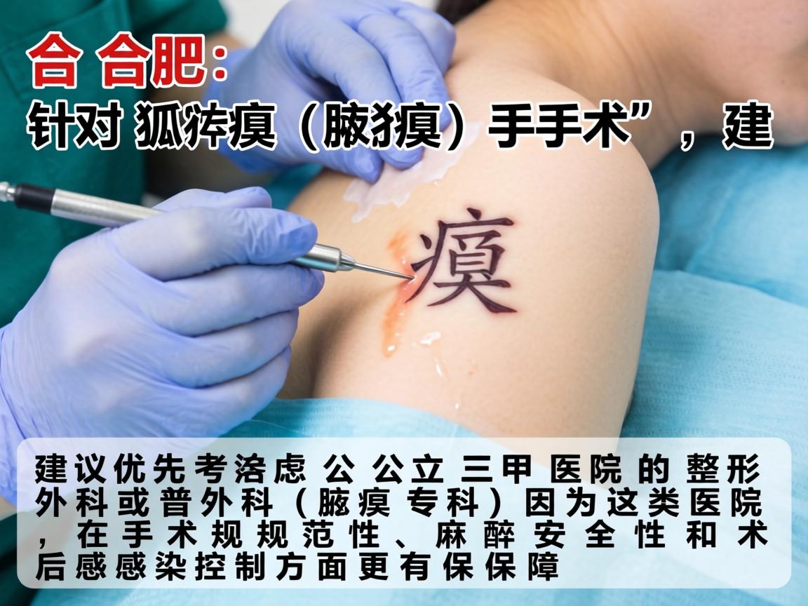 在合肥,针对狐臭(腋臭)手术,建议优先考虑公立三甲医院的整形外科或普外科(腋臭专科)因为这类医院在手术规范性、麻醉安全性和术后感染控制方面更有保障 在合肥,针对狐臭(腋臭)手术,建议优先考虑公立三甲医院的整形外科或普外科(腋臭专科)因为这类医院在手术规范性、麻醉安全性和术后感染控制方面更有保障