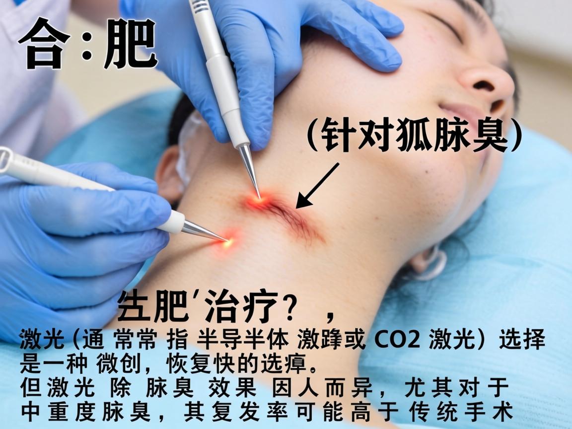 在合肥,针对腋臭(狐臭)的治疗,激光(通常指半导体激光或CO2激光)是一种微创、恢复快的选择,但激光除腋臭效果因人而异,尤其对于中重度腋臭,其复发率可能高于传统手术 在合肥,针对腋臭(狐臭)的治疗,激光(通常指半导体激光或CO2激光)是一种微创、恢复快的选择,但激光除腋臭效果因人而异,尤其对于中重度腋臭,其复发率可能高于传统手术