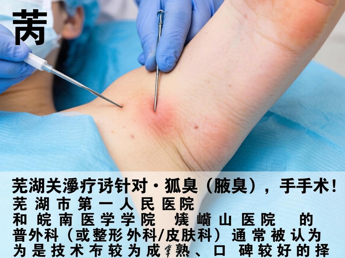 在芜湖,针对狐臭(腋臭)手术,芜湖市第一人民医院和皖南医学院弋矶山医院的普外科(或整形外科/皮肤科)通常被认为是技术较为成熟、口碑较好的选择 在芜湖,针对狐臭(腋臭)手术,芜湖市第一人民医院和皖南医学院弋矶山医院的普外科(或整形外科/皮肤科)通常被认为是技术较为成熟、口碑较好的选择
