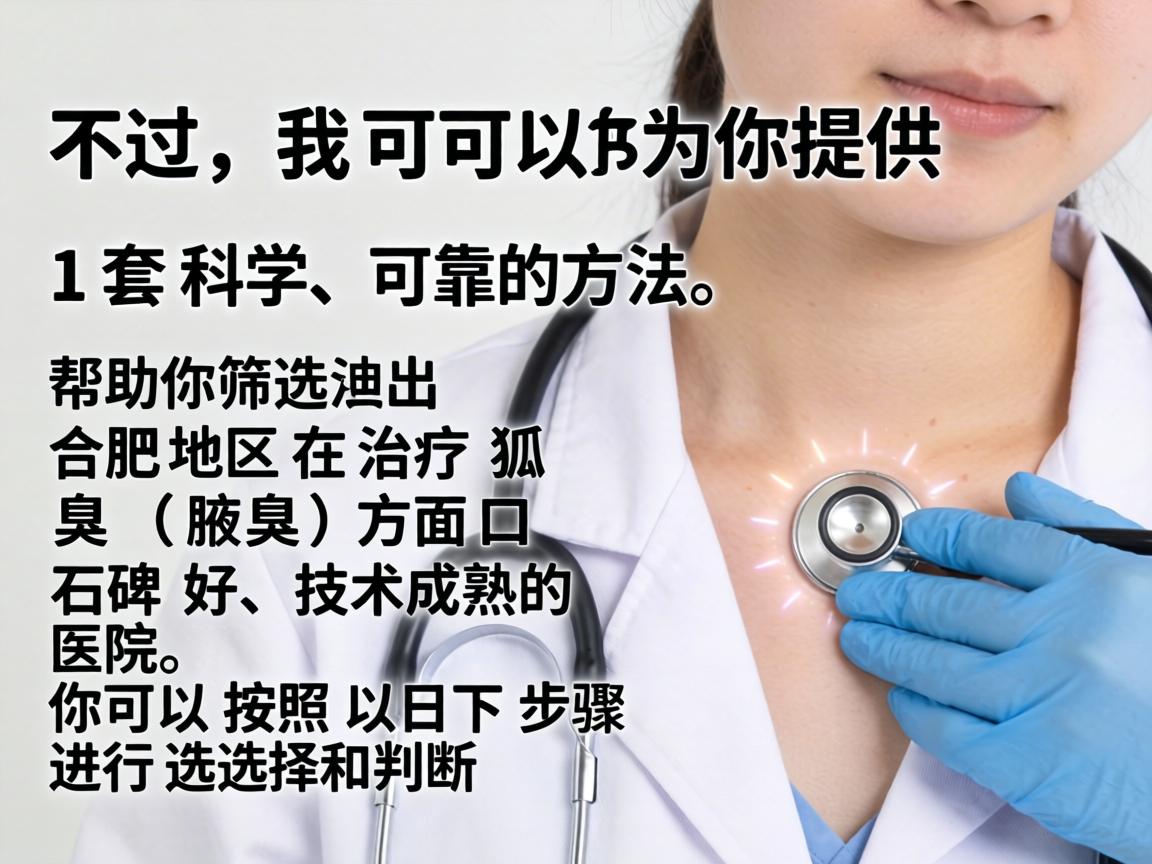 不过,我可以为你提供一套科学、可靠的方法,帮助你筛选出合肥地区在治疗狐臭(腋臭)方面口碑好、技术成熟的医院。你可以按照以下步骤进行选择和判断 不过,我可以为你提供一套科学、可靠的方法,帮助你筛选出合肥地区在治疗狐臭(腋臭)方面口碑好、技术成熟的医院。你可以按照以下步骤进行选择和判断