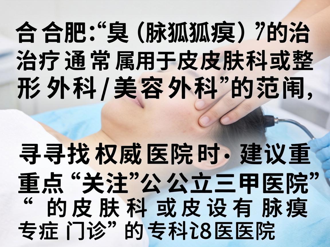 在合肥，腋臭（狐臭）的治疗通常属于皮肤科或整形外科/美容外科的范畴。寻找权威医院时，建议重点关注公立三甲医院的皮肤科或设有腋臭专病门诊的专科医院