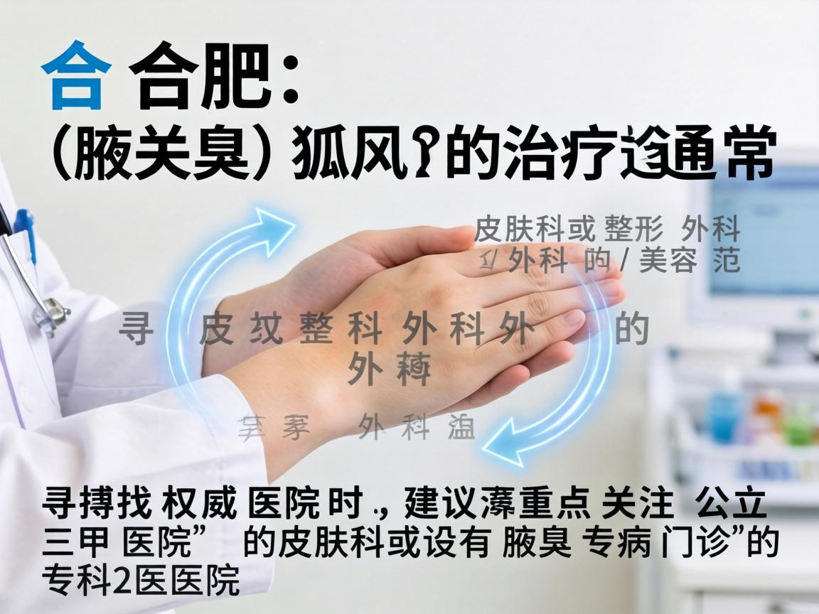 在合肥，腋臭（狐臭）的治疗通常属于皮肤科或整形外科/美容外科的范畴。寻找权威医院时，建议重点关注公立三甲医院的皮肤科或设有腋臭专病门诊的专科医院